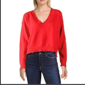 Wild Honey Distressed V-Neck Crop Top Size L NWT